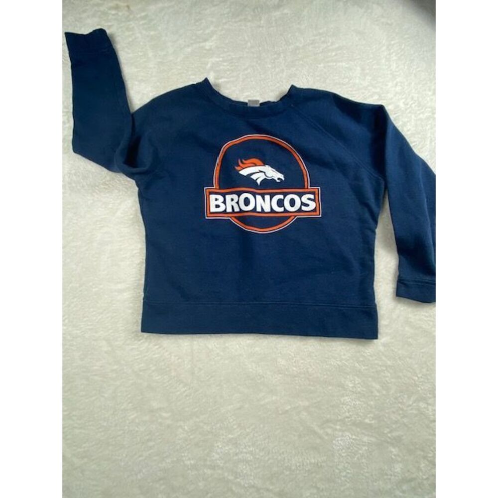 Denver Broncos NFL Team‎ Apparel Crewneck Sweatshirt Logo Graphic Navy Blue XL